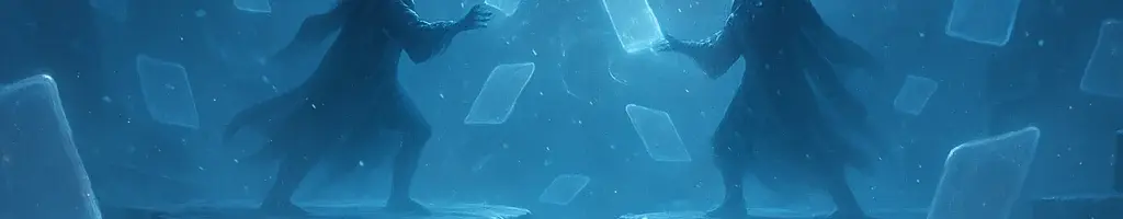 MTG Arena winter-themed battlefield with snowflakes, festive decorations, and achievement icons, illustrating limited-time Winter Achievements and Festive Fighter rewards December guide